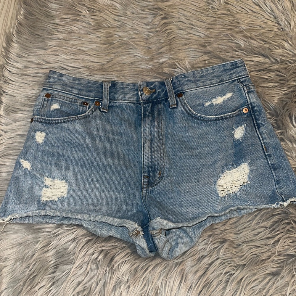 Madewell Distressed Light Blue Denim Jean Shorts